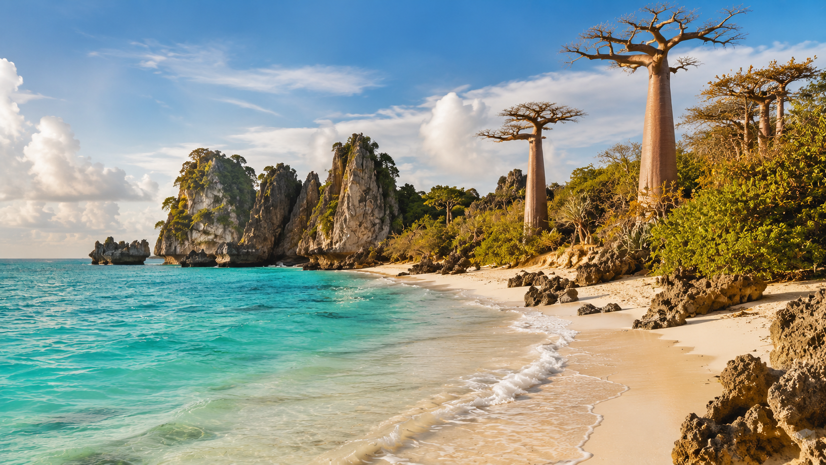 Madagaskar mit tropischer Landschaft und Küstenstimmung