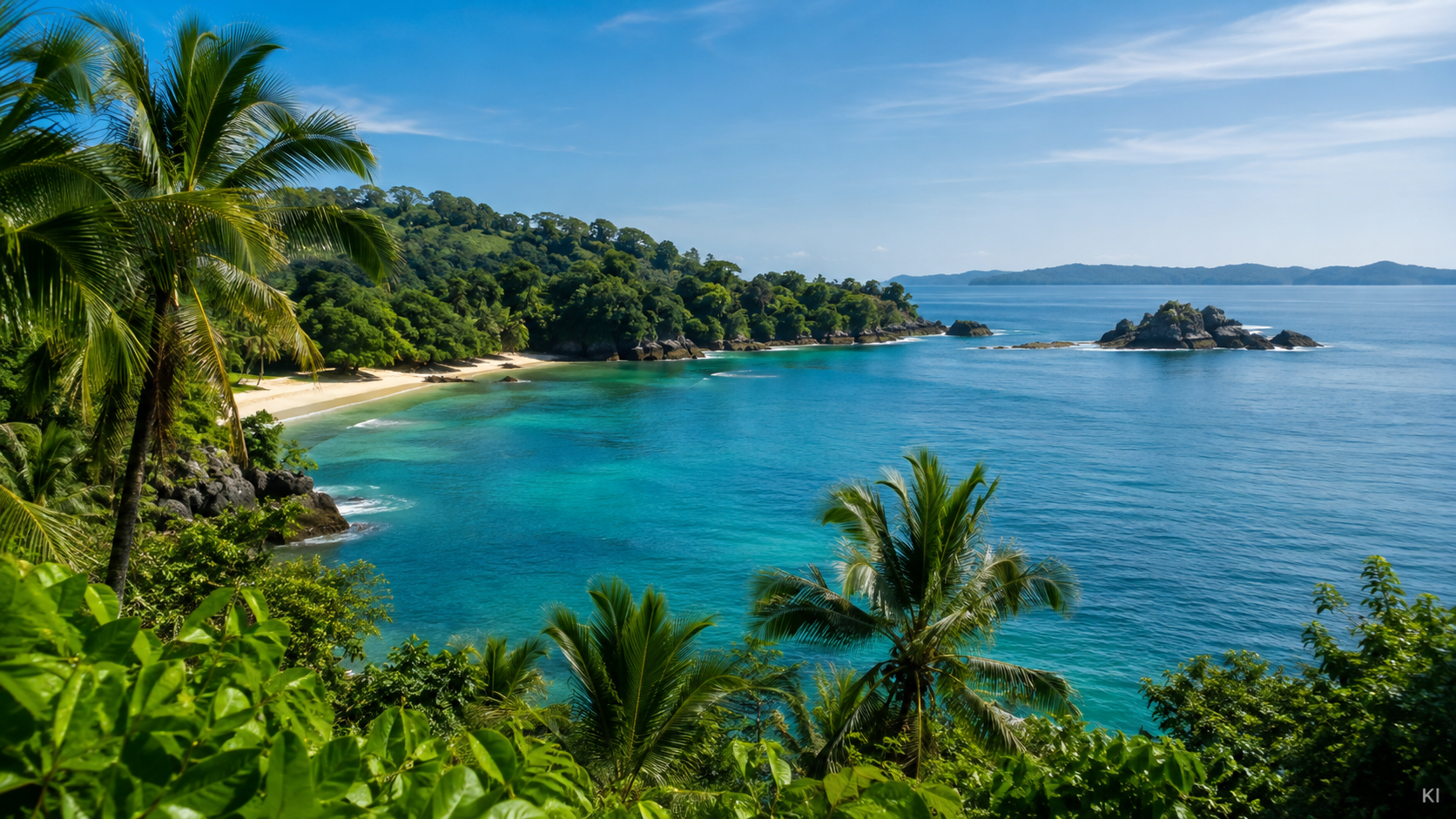 KI-generiertes tropisches Küsten-Stimmungsbild für Costa Rica